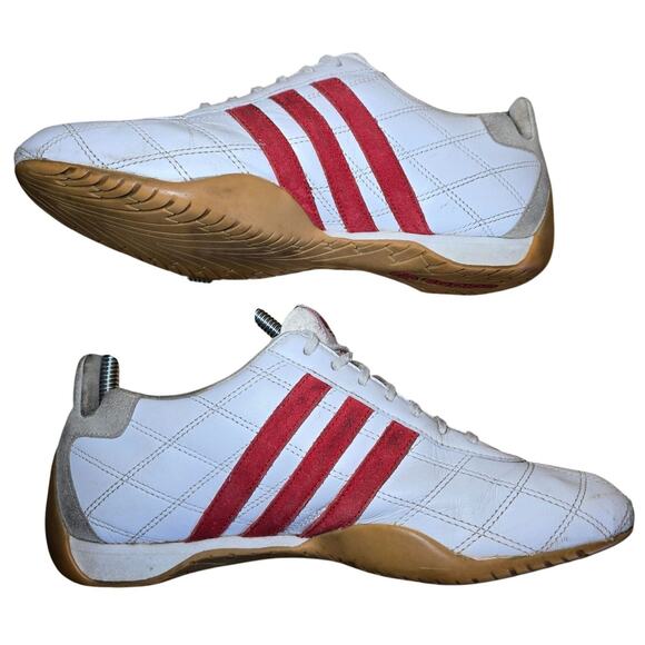 Vintage Adidas Tuscany Goodyear Trefoil Driving Racing Shoes White Red Sz 7 Mens - Picture 4 of 9